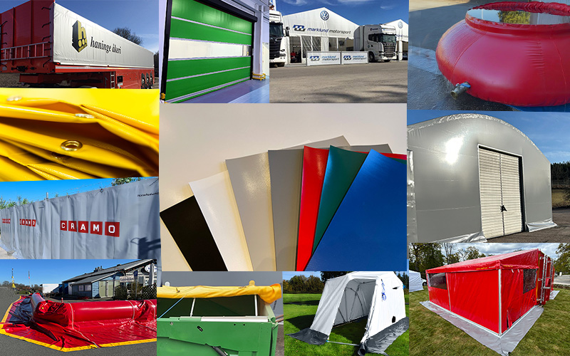 Vi konfektionerar teknisk textil för hallduk, tältduk och partytältduk från Kungsäter Industri