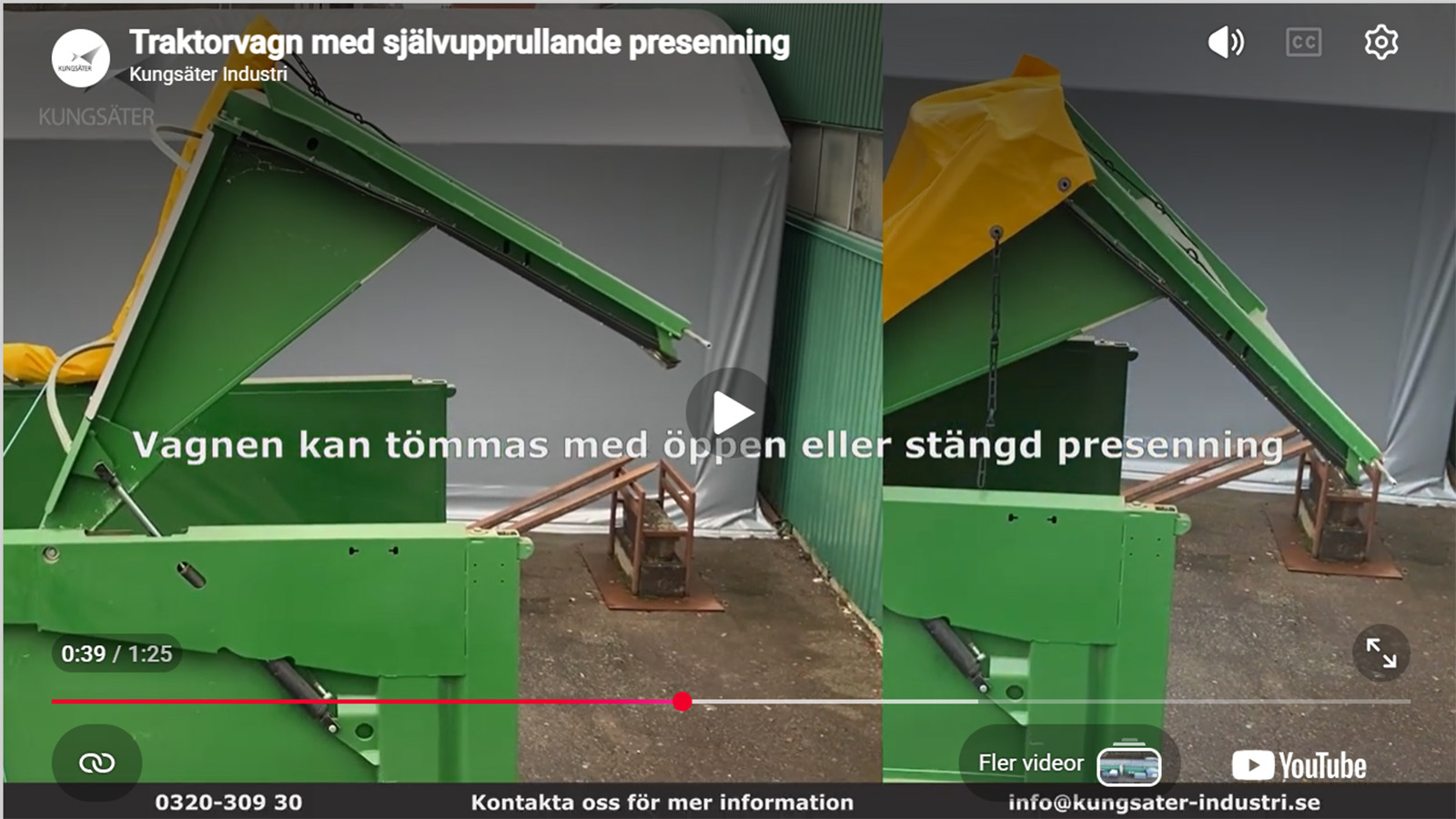 Traktorvagn med rullpresenning från Kungsäter Industri